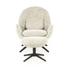 Fauteuil Ryan Met hocker Bouclé - Beige - Loft24.nl