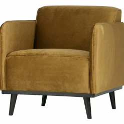 Fauteuil Statement met armleuning Fluweel - Honing Geel - Loft24.nl