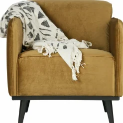Fauteuil Statement met armleuning Fluweel - Honing Geel - Loft24.nl
