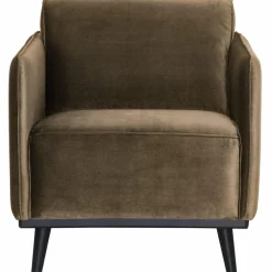 Fauteuil Statement met armleuning Fluweel - Taupe - Loft24.nl
