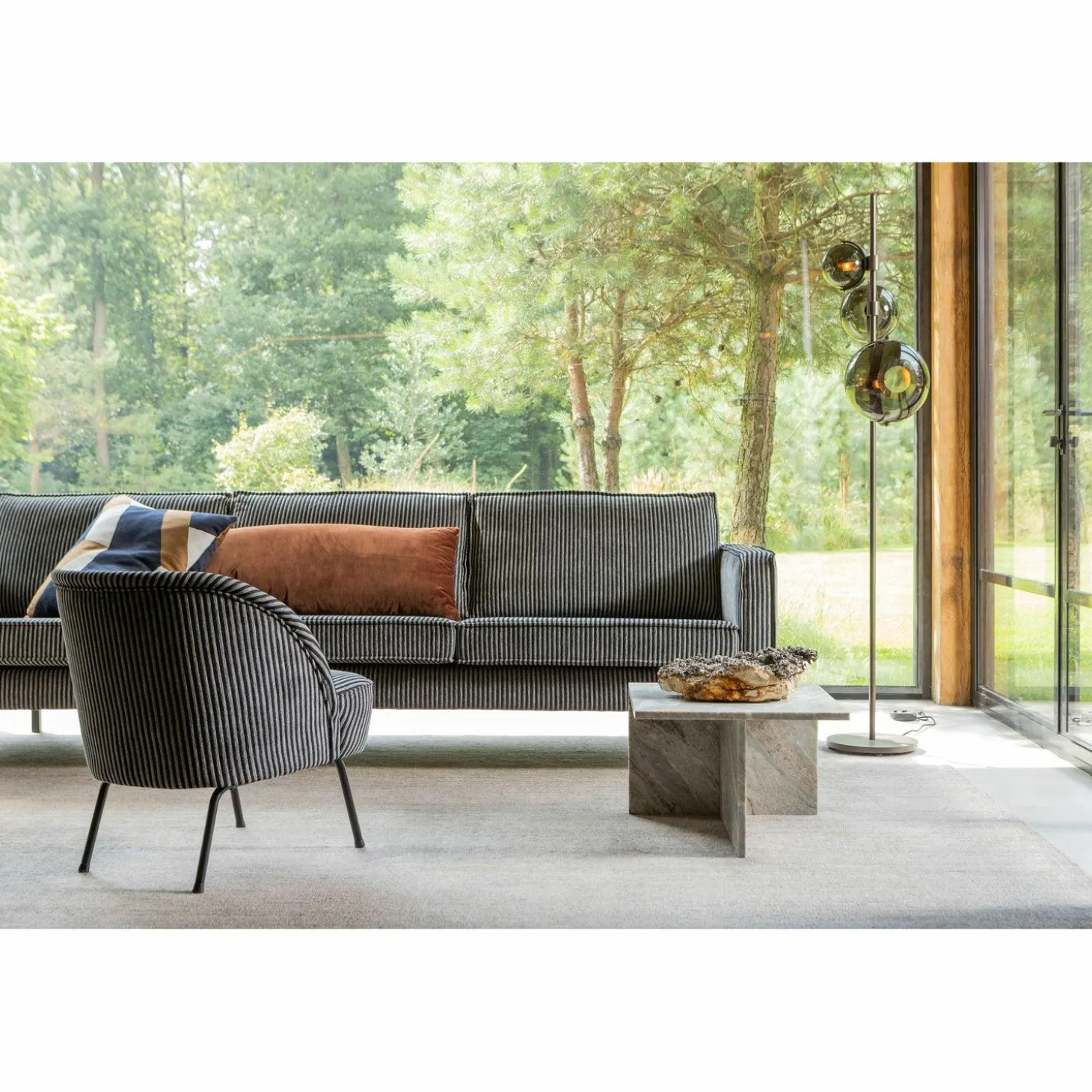 Fauteuil Vogue Streep - Zwart Grijs - Loft24.nl