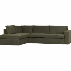 Freddie hoekbank links warm groen - Loft24.nl