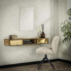 Hangend Bureau Brass 123 cm met 2 laden - Loft24.nl