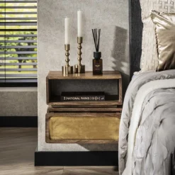 Hangend Nachtkastje Brass 40 cm Met 1 lade - Loft24.nl