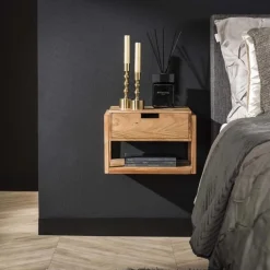 Hangend Nachtkastje Fly Acaciahout met 1 lade - Loft24.nl