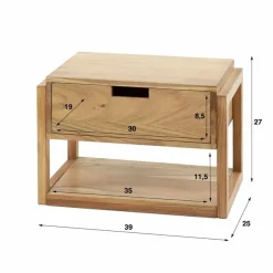 Hangend Nachtkastje Fly Acaciahout met 1 lade - Loft24.nl