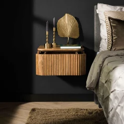 Hangend Nachtkastje Wave Mangohout met 1 lade - Loft24.nl