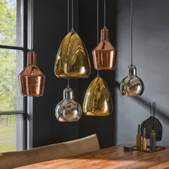 Hanglamp 3+3 mix glass tricolore - Loft24.nl