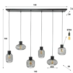 Hanglamp 3+3 Mix Metaal - Loft24.nl