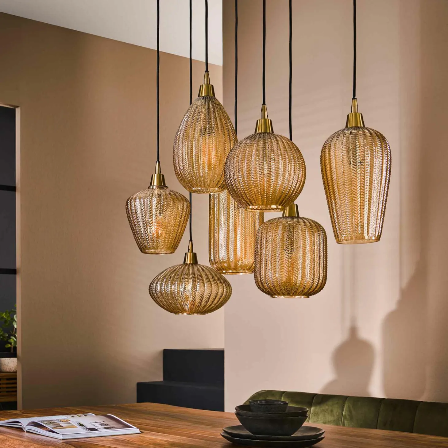 Hanglamp 4+3 V-shape pattern mix - Loft24.nl