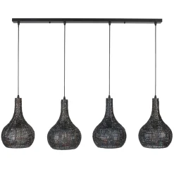 Hanglamp Armor Kegel Zwart Bruin - 4 lampen - Loft24.nl