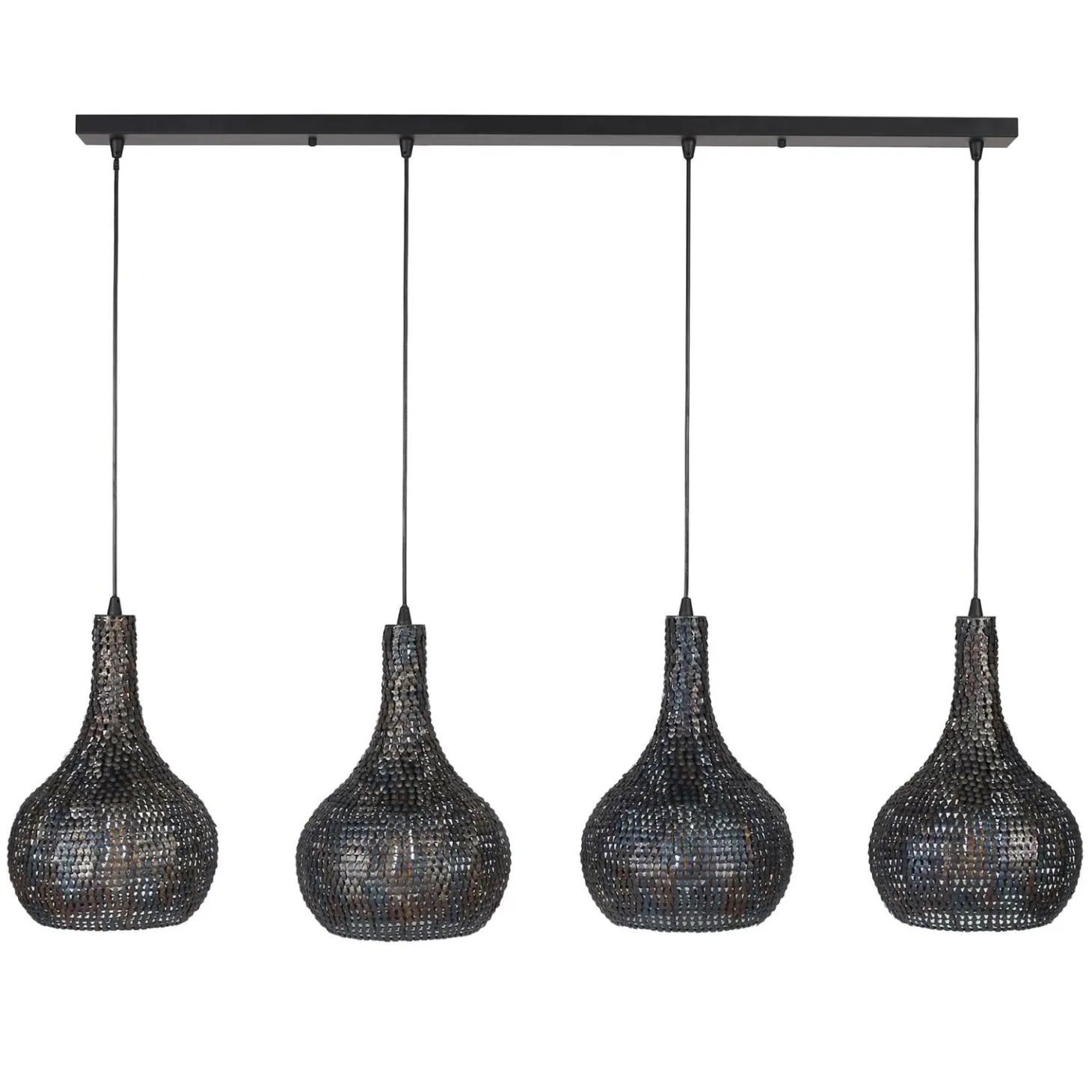 Hanglamp Armor Kegel Zwart Bruin - 4 lampen - Loft24.nl