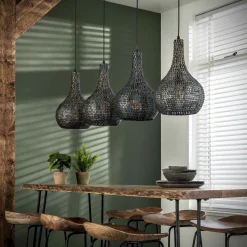 Hanglamp Armor Kegel Zwart Bruin - 4 lampen - Loft24.nl