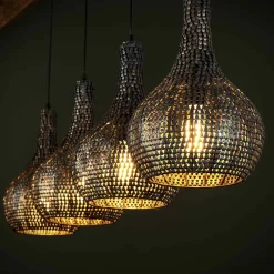 Hanglamp Armor Kegel Zwart Bruin - 4 lampen - Loft24.nl