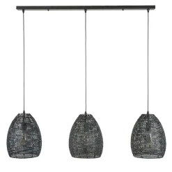 Hanglamp Armor Ovaal Zwart Bruin - 3 lampen - Loft24.nl