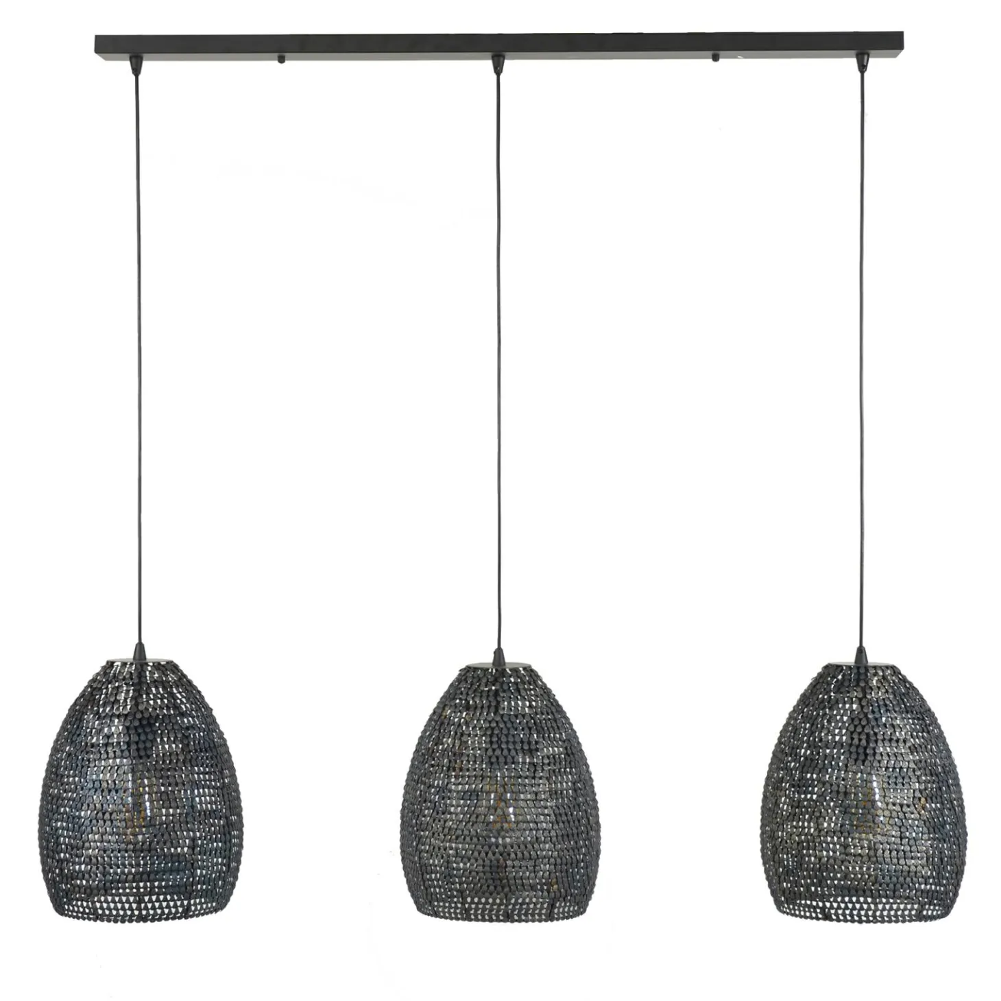 Hanglamp Armor Ovaal Zwart Bruin - 3 lampen - Loft24.nl