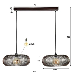 Hanglamp Copper Twist 2 lampen Ø43cm - Loft24.nl