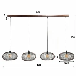 Hanglamp Copper Twist 4 lampen Ø35cm - Loft24.nl