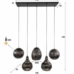 Hanglamp Diana mix - 5 Lampen - Loft24.nl