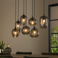 Hanglamp Hexagon Mix met 7 lampen Smoke Grey (Showmodel) - Loft24.nl