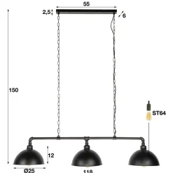 Hanglamp Industrial Tube 3 lampen - Loft24.nl