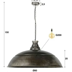Hanglamp Industry Ø80 met 1 lamp - Metaal - Loft24.nl