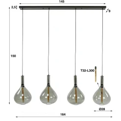 Hanglamp 4L Drop Smoke Glass - Loft24.nl