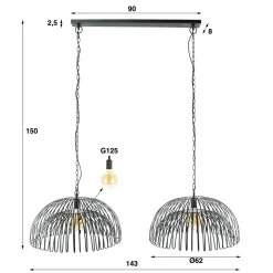 Hanglamp 2L Gebogen - Loft24.nl