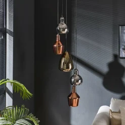 Hanglamp 5L getrapt mix glass tricolore - Loft24.nl