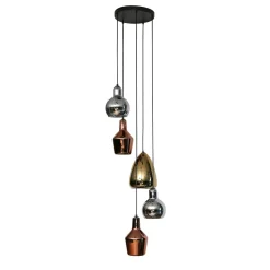 Hanglamp 5L getrapt mix glass tricolore - Loft24.nl