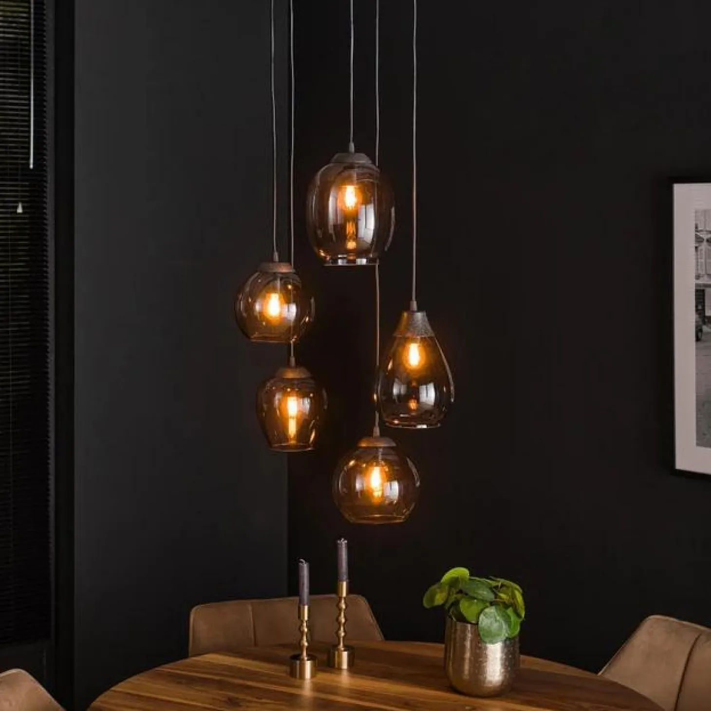 Hanglamp 5L Mix Getrapt - Chromed - Loft24.nl