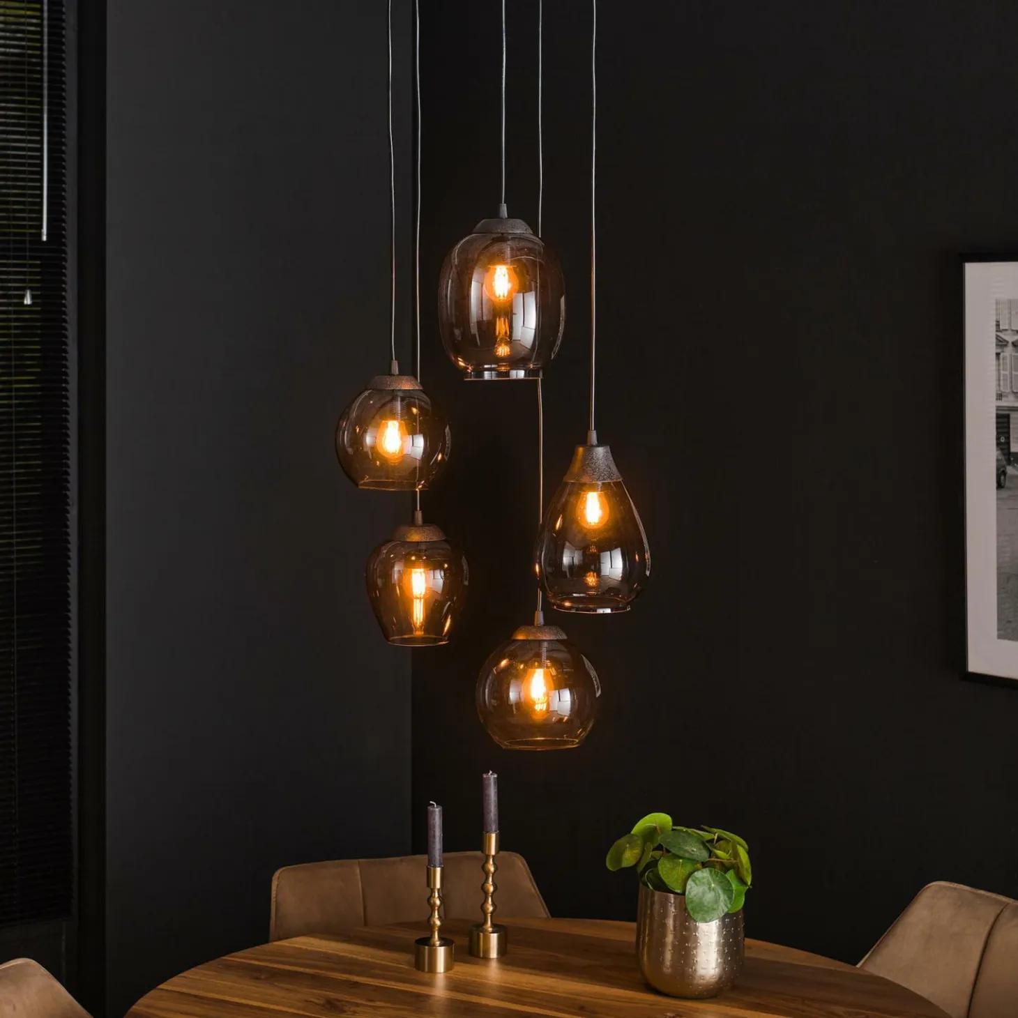 Hanglamp 5L Mix Getrapt - Chromed - Loft24.nl