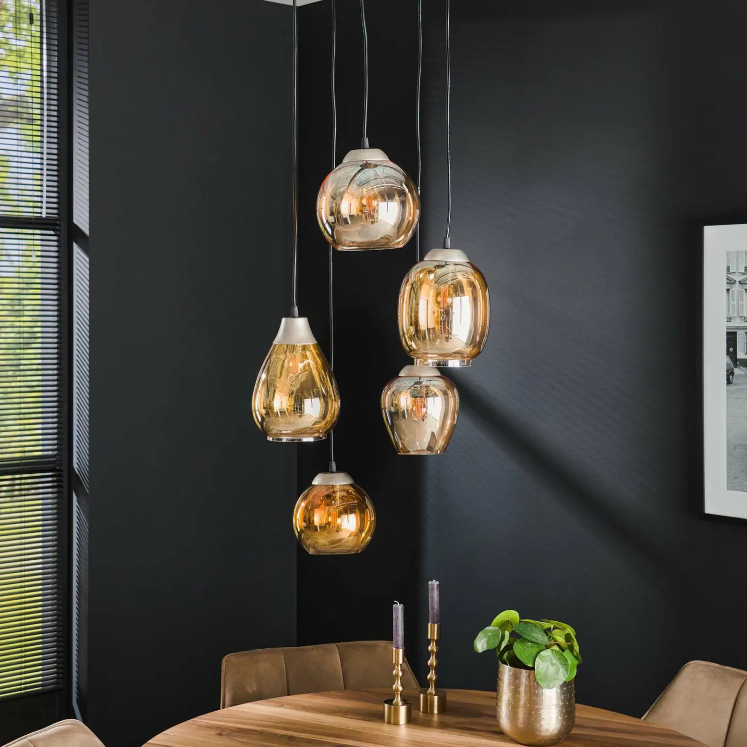 Hanglamp 5L Mix Getrapt - Chromed - Loft24.nl