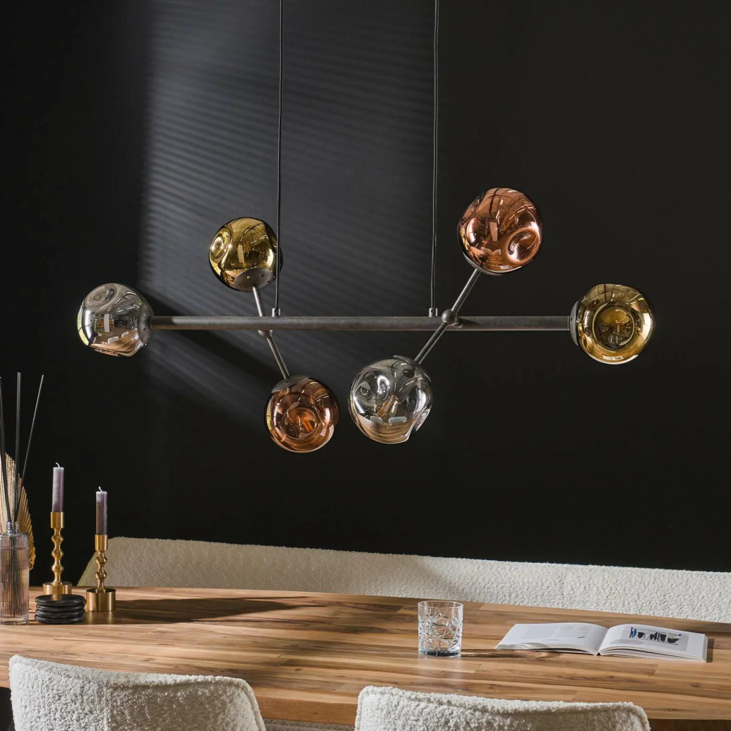 Hanglamp 6L Molecule Mix Glas - Loft24.nl