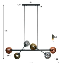 Hanglamp 6L Molecule Mix Glas - Loft24.nl