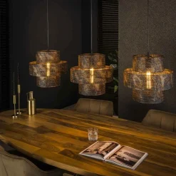 Hanglamp Latern Burned finish 3-lamps - Loft24.nl