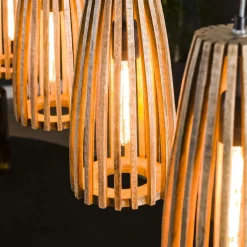 Hanglamp Launch 4 lampen Mangohout (showmodel) - Loft24.nl