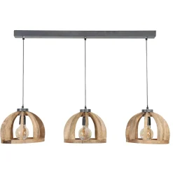 Hanglamp Launch Gebogen Spijlen Mangohout - 3 lampen - Loft24.nl