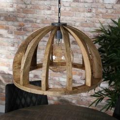 Hanglamp Launch Gebogen Spijlen Mangohout - 1 lamp - Loft24.nl