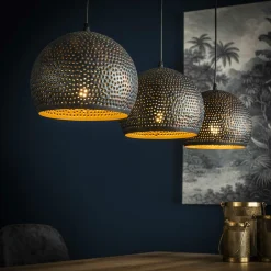 Hanglamp Punch Bol Zwart Bruin - 3 lampen - Loft24.nl