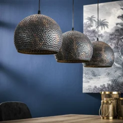 Hanglamp Punch Bol Zwart Bruin - 3 lampen - Loft24.nl
