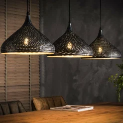 Hanglamp Punch Trechter Zwart Bruin - 3 lampen - Loft24.nl