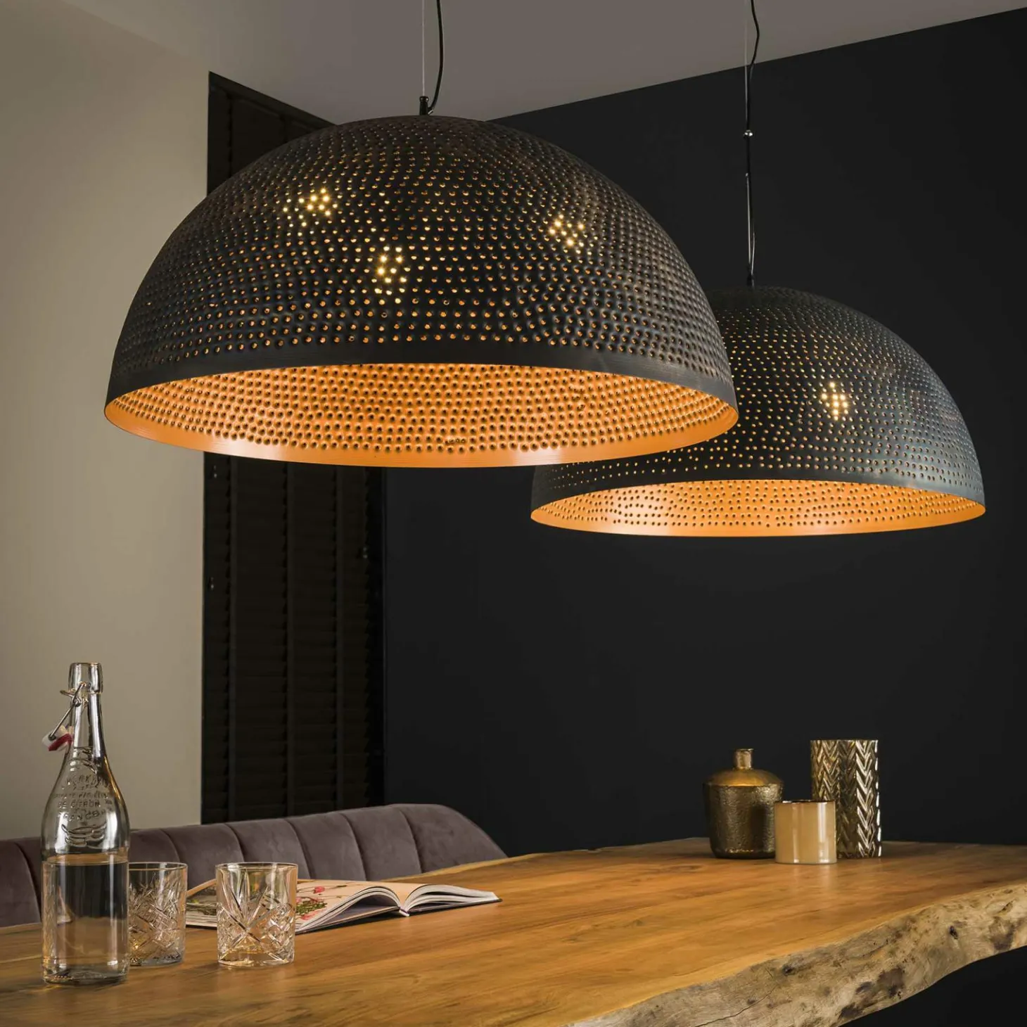 Hanglamp Punch Zwart Bruin - 1 lamp - Loft24.nl