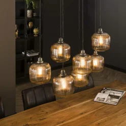 Hanglamp Stripe met 7 lampen - Smoke Glas - Loft24.nl