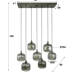 Hanglamp Stripe met 7 lampen - Smoke Glas - Loft24.nl