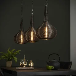 Hanglamp Wire 3 lampen - Antiek Nikkel - Loft24.nl