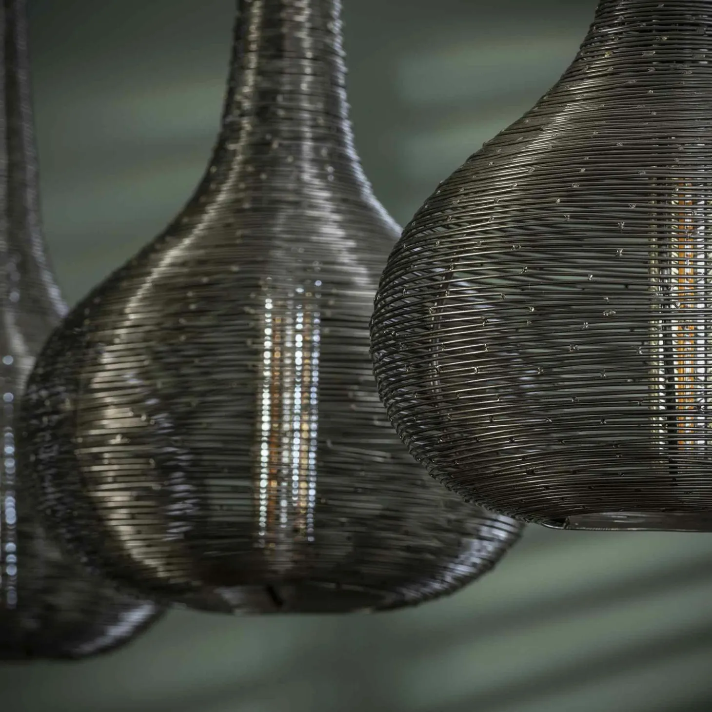 Hanglamp Wire 3 lampen - Antiek Nikkel - Loft24.nl