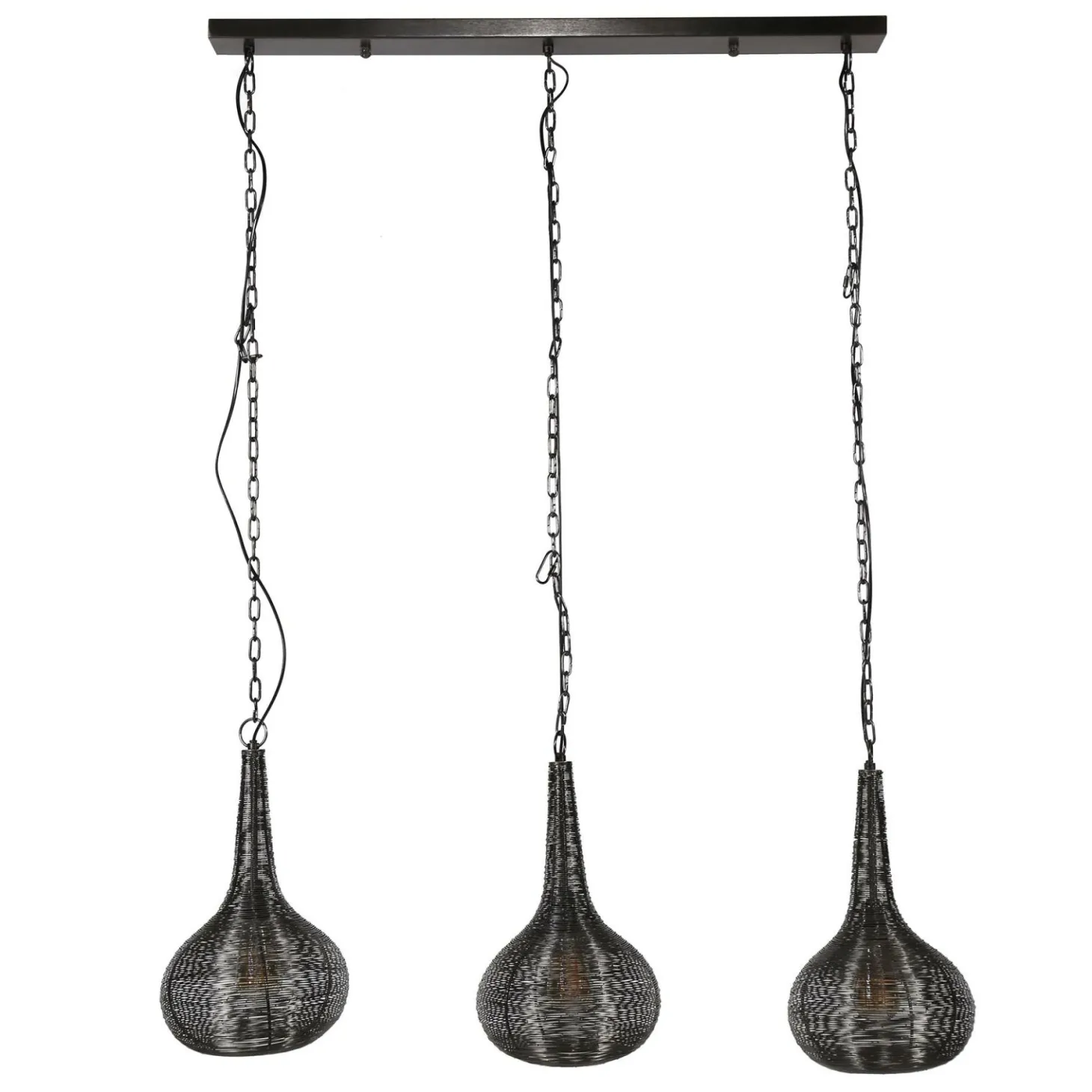 Hanglamp Wire 3 lampen - Antiek Nikkel - Loft24.nl