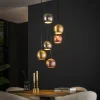 Hanglamp 6x bol getrapt metal print - Loft24.nl