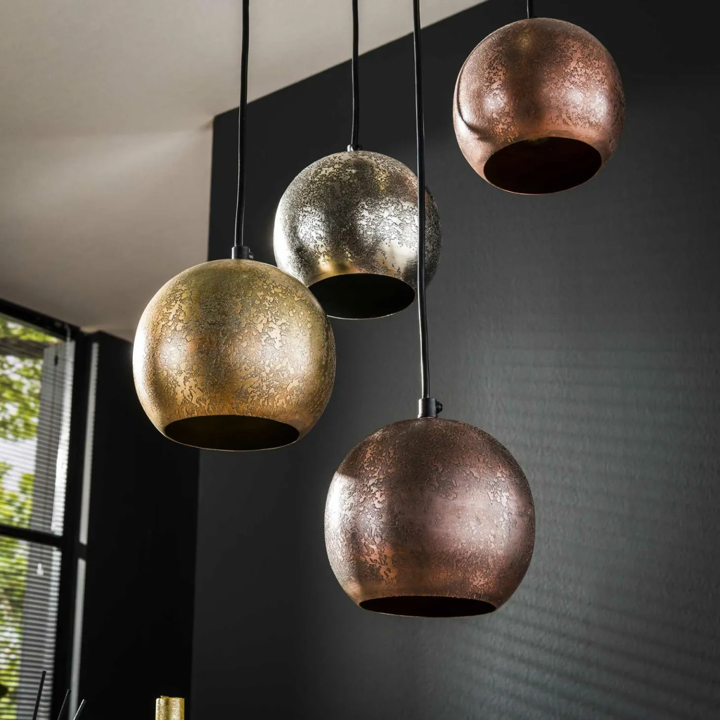 Hanglamp 6x bol getrapt metal print - Loft24.nl